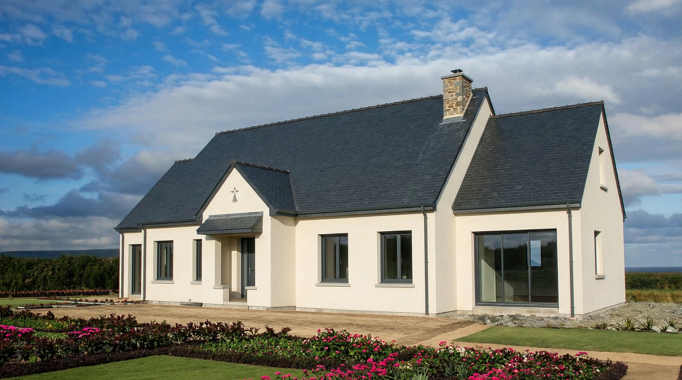 Chantier extérieur de maçonnerie en pierre naturelle